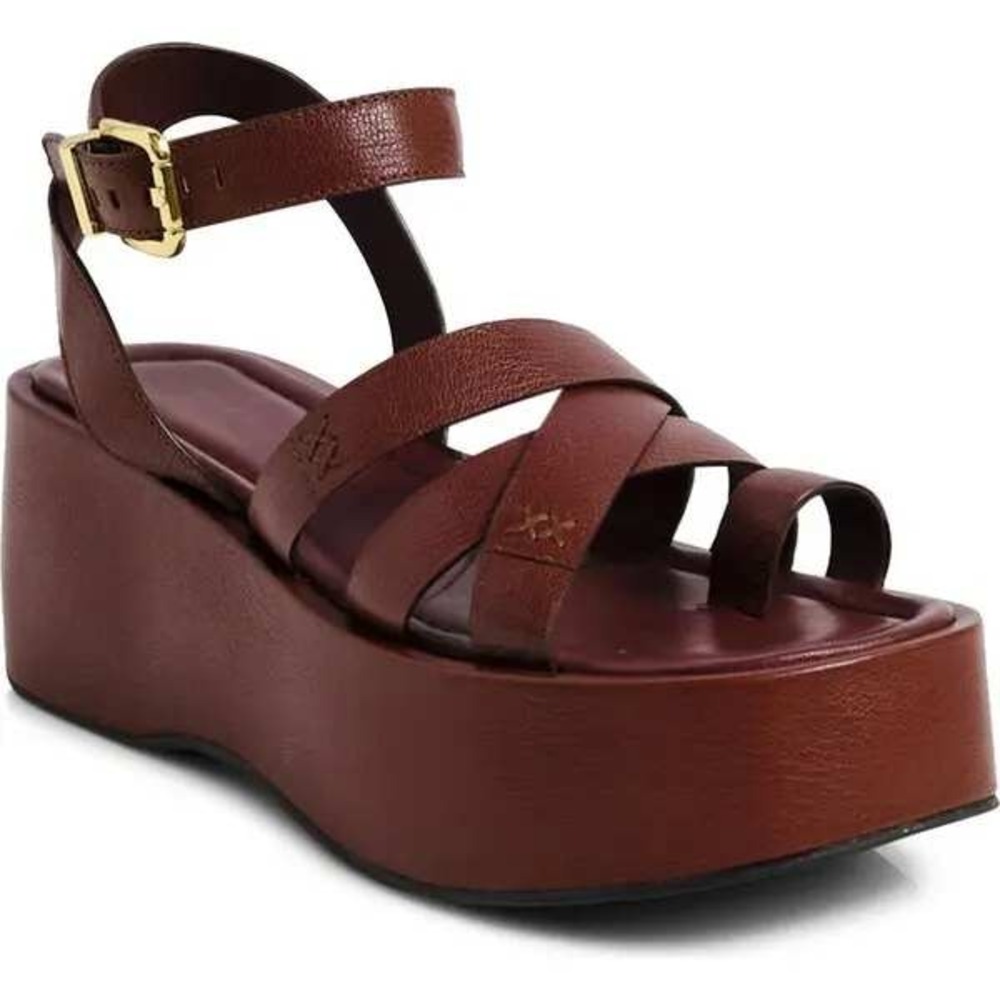 Free People Hazel Flatform Sandal Women 8.5 Brown Coconut Shell NIB